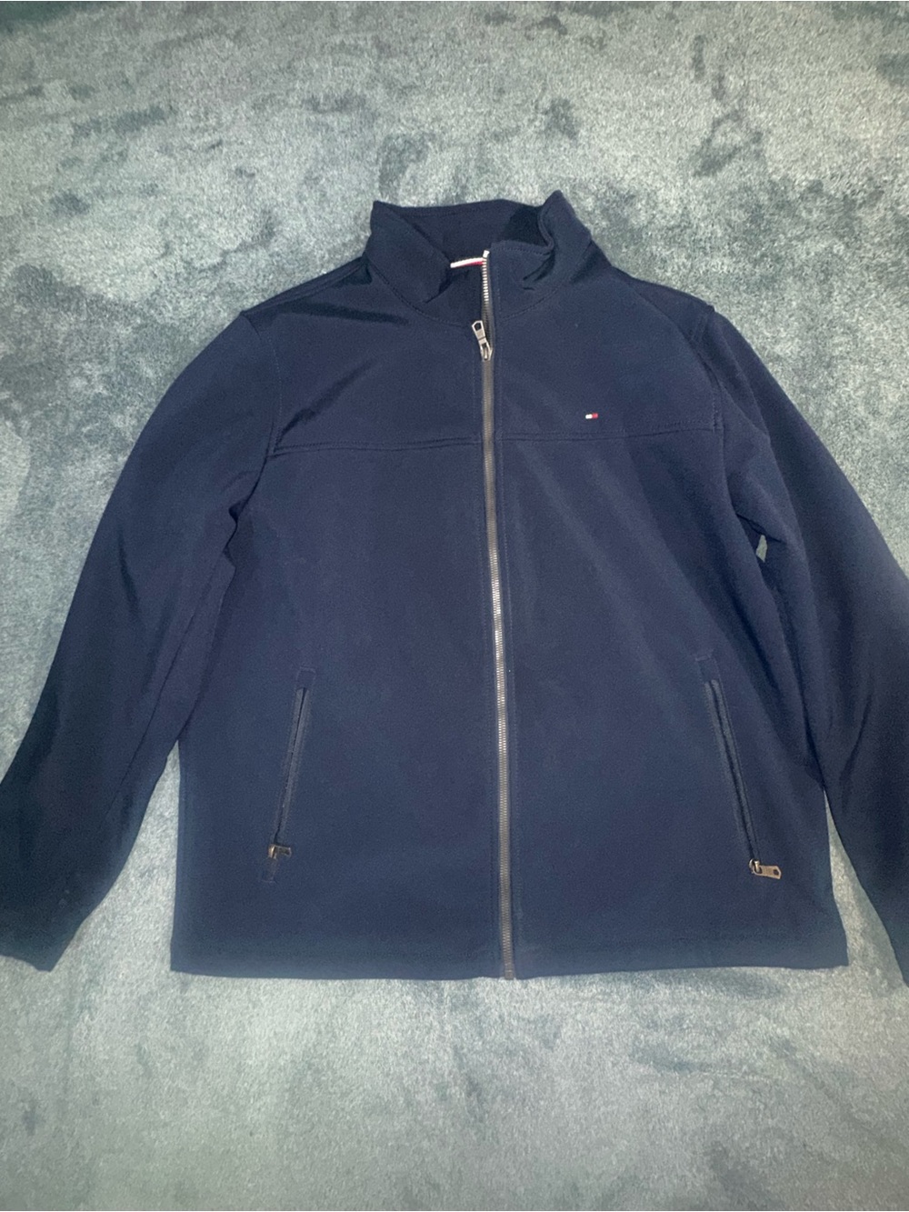 Tommy Hilfiger Men’s Navy Full-Zip Jacket with Stand Collar